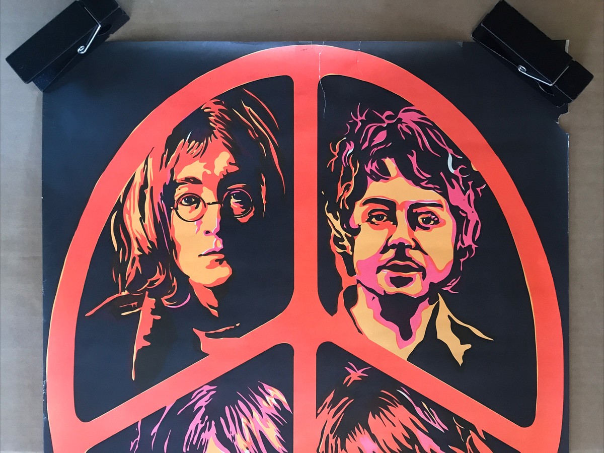 The Beatles original vintage black light poster psychedelic