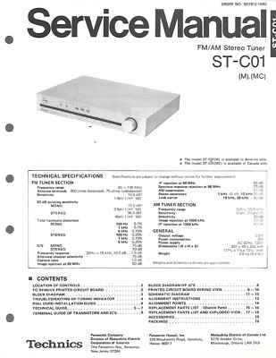 Technics ST-C01 FM/AM Stereo Tuner Radio Silver AC100V 50Hz/60Hz