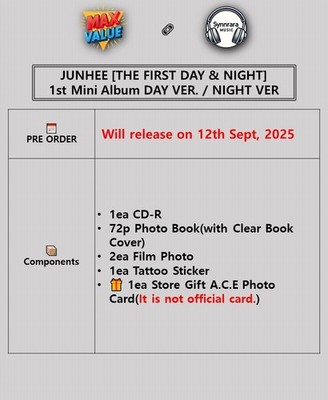 JUNHEE [THE FIRST DAY & NIGHT] 1st Mini Album CD+Photo Book+2 Film