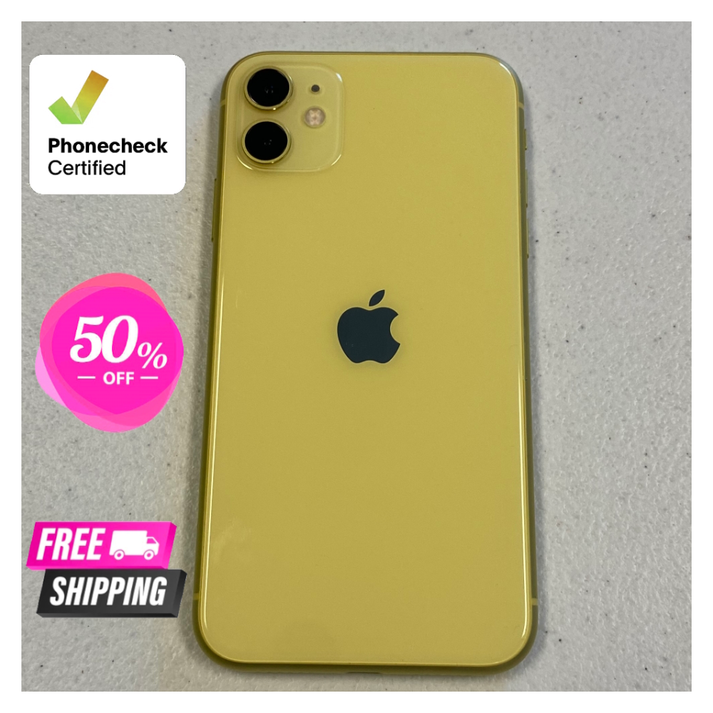 Apple iPhone 11 64GB/128GB Unlocked - Black, Yellow, Purple - Free