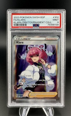 PSA 9 Pokemon 2023 Klara Full Art Trainer #SWSH302 Black Star