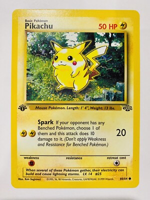 Pikachu 60/64 First Edition Jungle Pokemon Card Mint Possible PSA