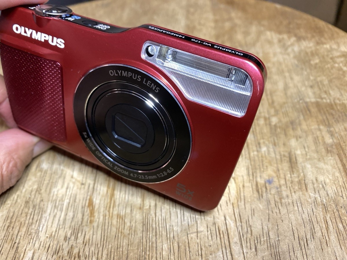 Olympus VG-170 Red 14MP Digital Camera Compact Tested Working Rare