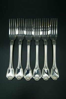 CHRISTOFLE PORT ROYAL 6 FISH FORKS SILVERPLATED HALLMARKED