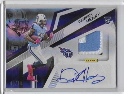 Derrick Henry Panini Rookie Patch Autograph Card Machine Stamped