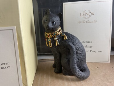 Lenox Cat Jewel Collection Black Jack Figurine Rhinestones & 24k