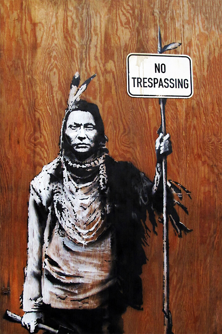 No Trespassing Native Americans Street Graffiti Art Wall - POSTER