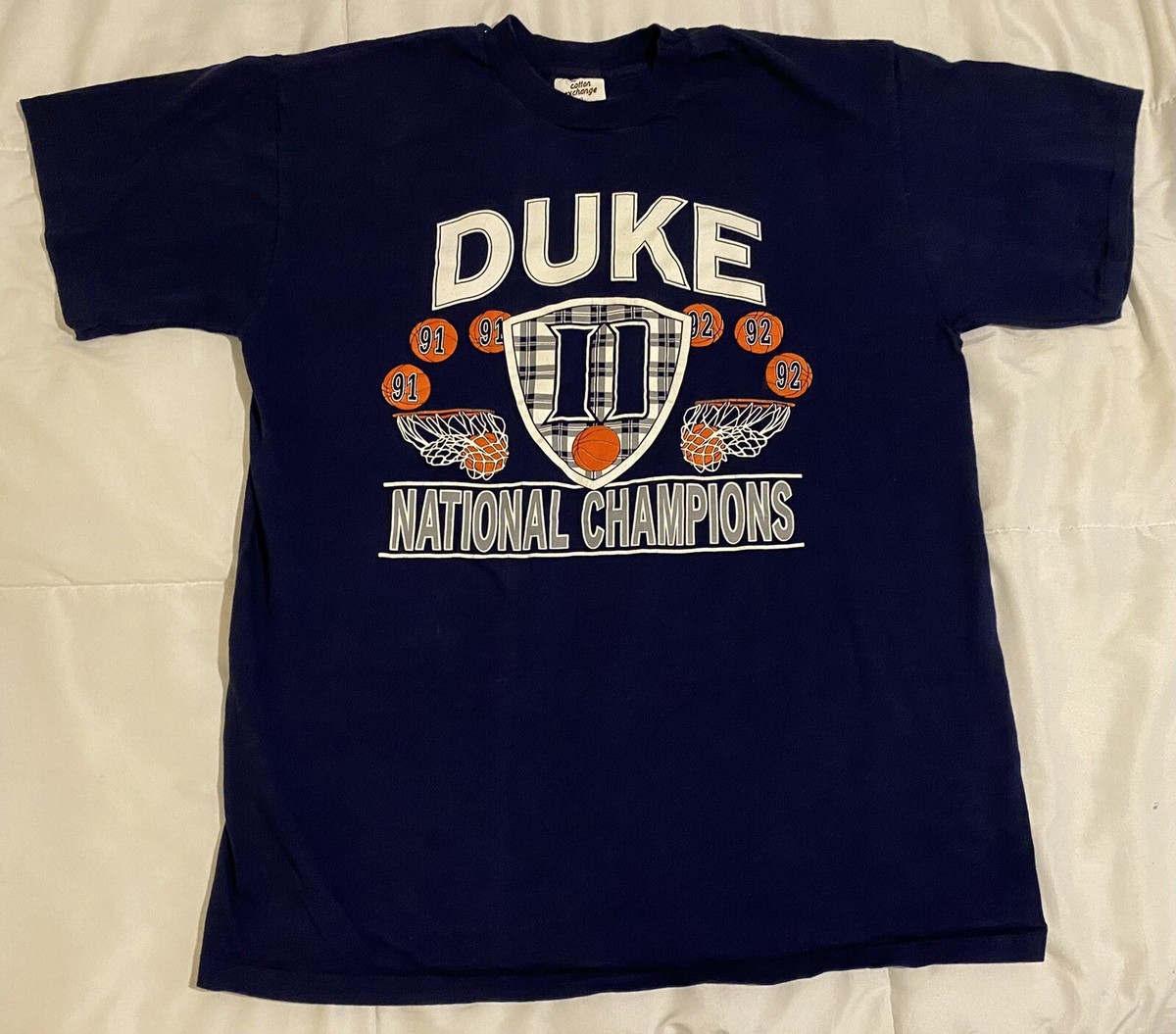 Vintage 90s Duke Blue Devils XL T-Shirt National Champions 91 92