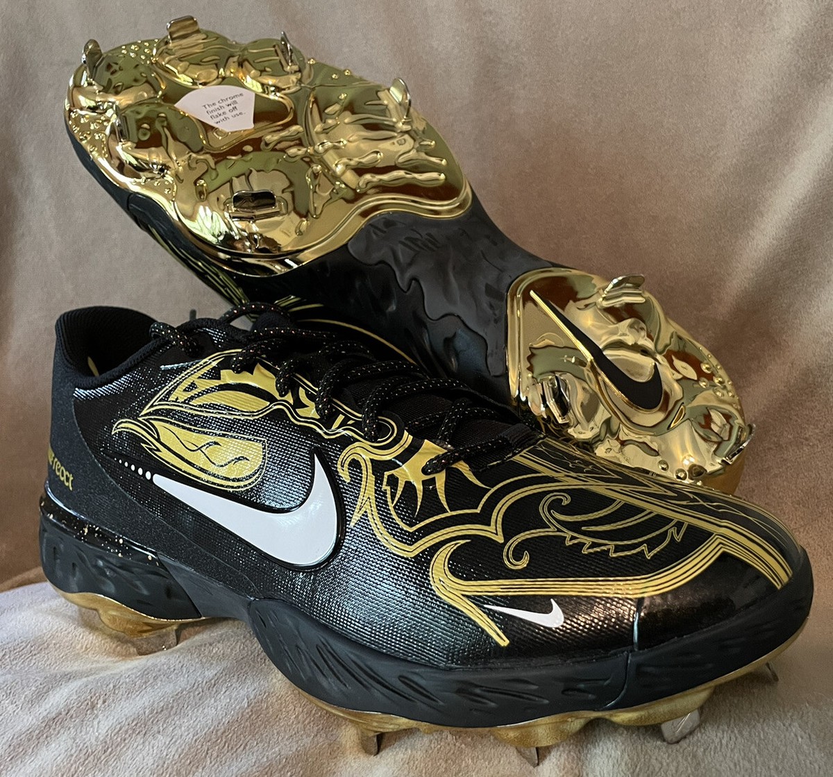NIKE Size 12.5 ALPHA HUARACHE ELITE 3 LOW Baseball Cleats Black