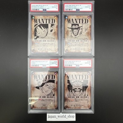 PSA 10 Luffy Ace Sabo Roger OP13 SEC SP Wanted Set One Piece Card