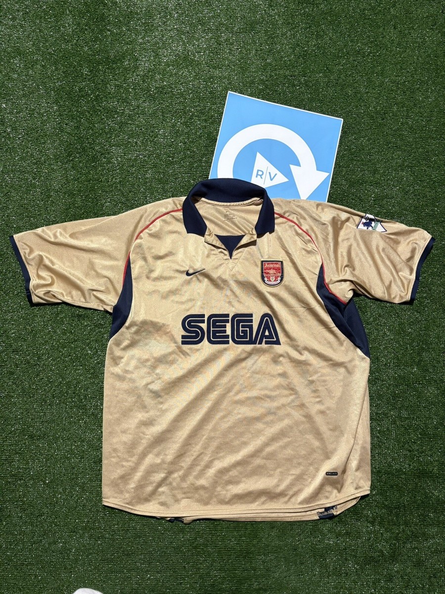 VINTAGE VERY RARE NIKE ARSENAL FC SEGA GOLD JERSEY KIT XXL | eBay