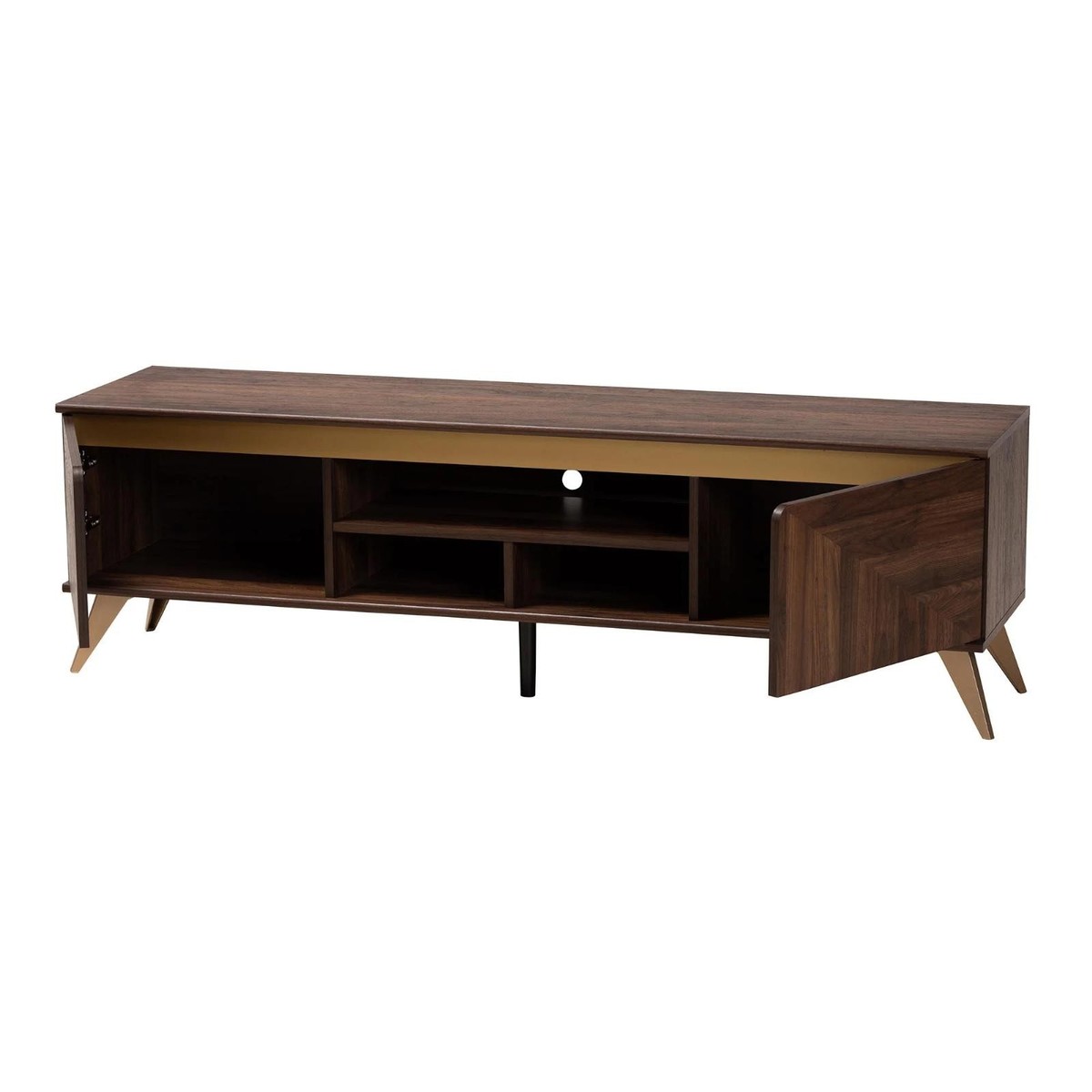 Mid-Century Modern 2-Door Wooden TV Stand For TV Up To 68