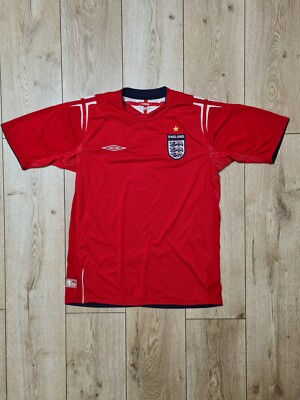 ENGLAND 2004 2006 AWAY FOOTBALL SHIRT SOCCER JERSEY RED szM UMBRO
