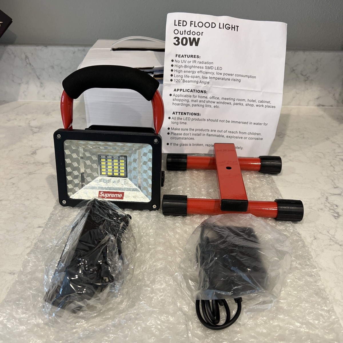 Supreme Cordless Floodlight Lamp Red FW16 New W/tags Box Ships Now
