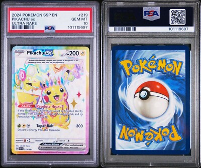 Pokemon Card PSA 10 Gem Mint Pikachu EX Surging Sparks 2024 Holo
