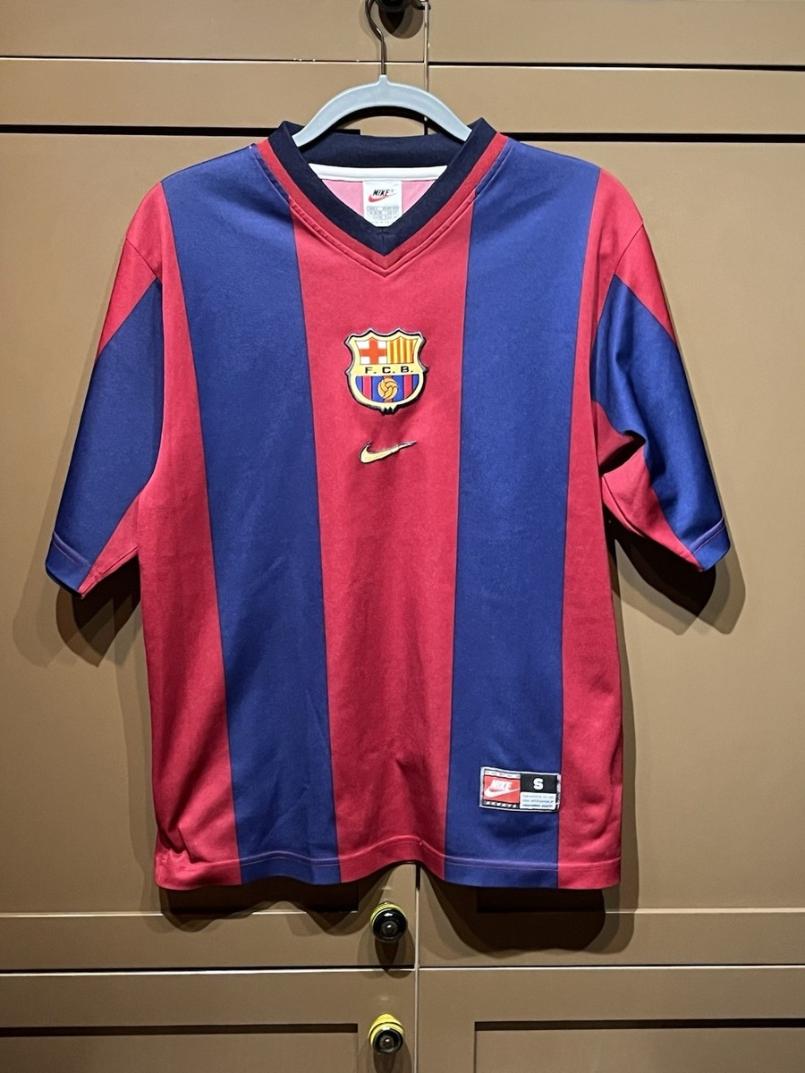 Barcelona Home Jersey Kit Shirt 1998 1999 Nike Soccer Men's Small