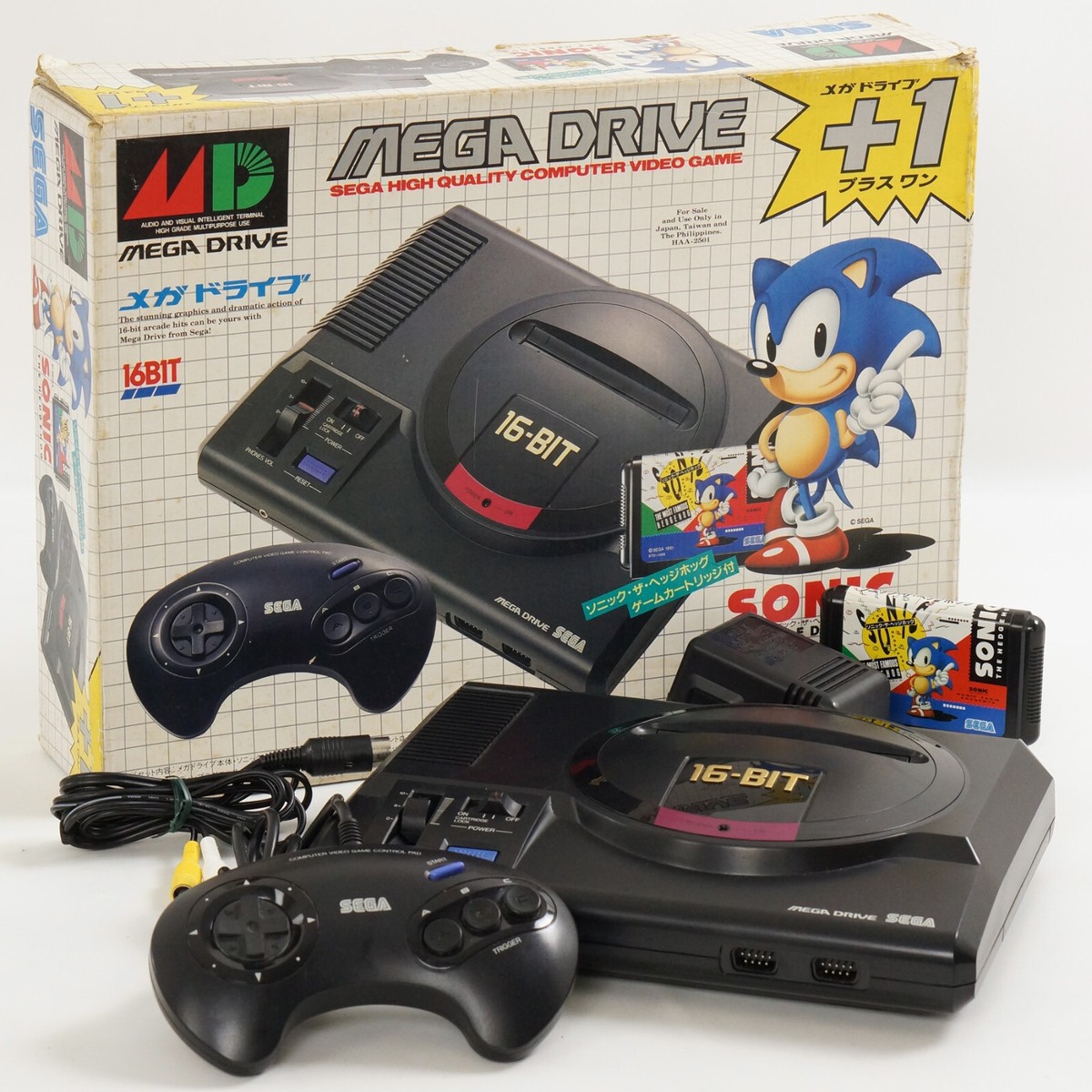 MEGA DRIVE PLUS 1 SONIC Console VA6 Boxed HAA-2510 Tested System