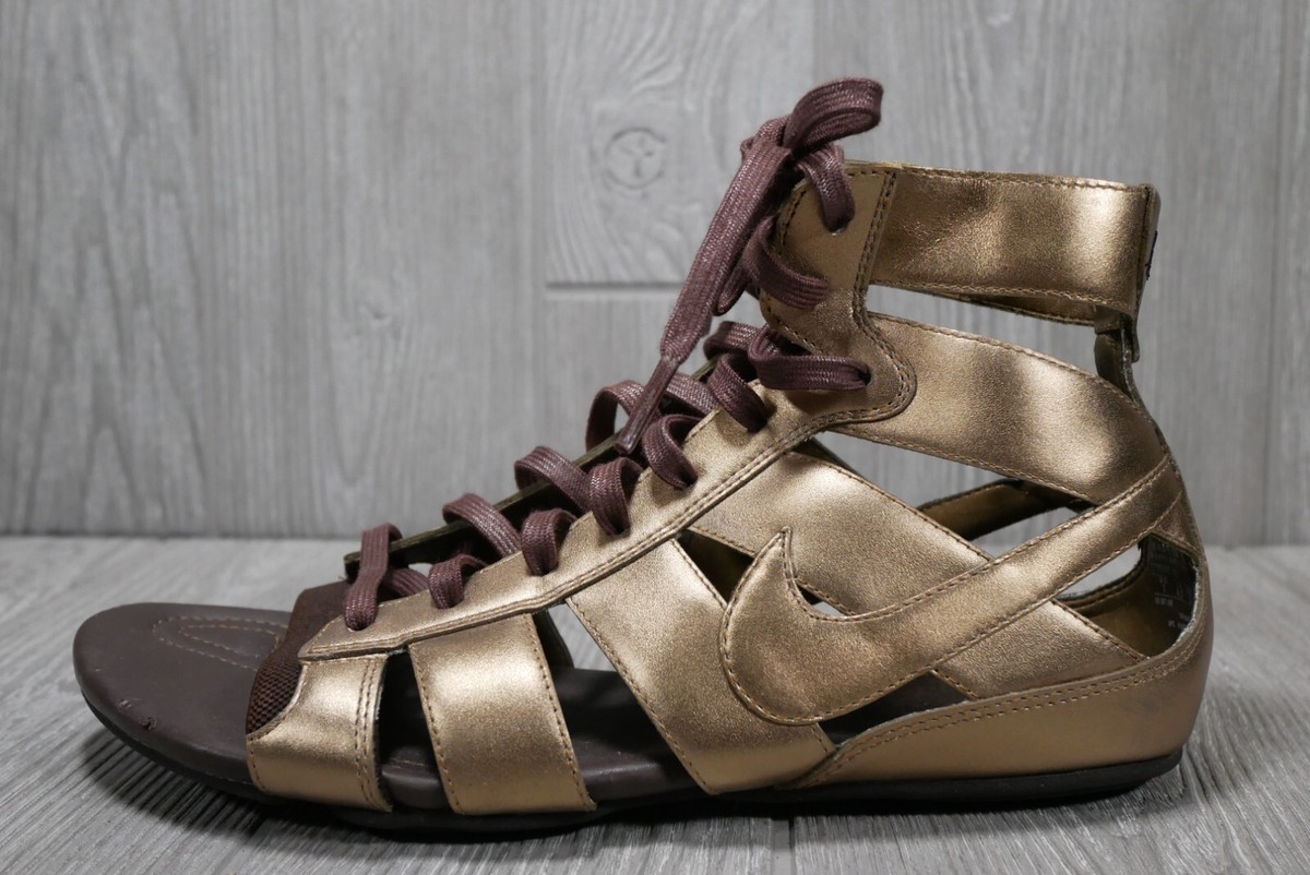 RARE 2009 Nike Lace Up Gladiator Sandals Bronze Womens Size 7