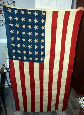 Vintage 48 star Antique Old American Flag US Size 32 x 58 inches