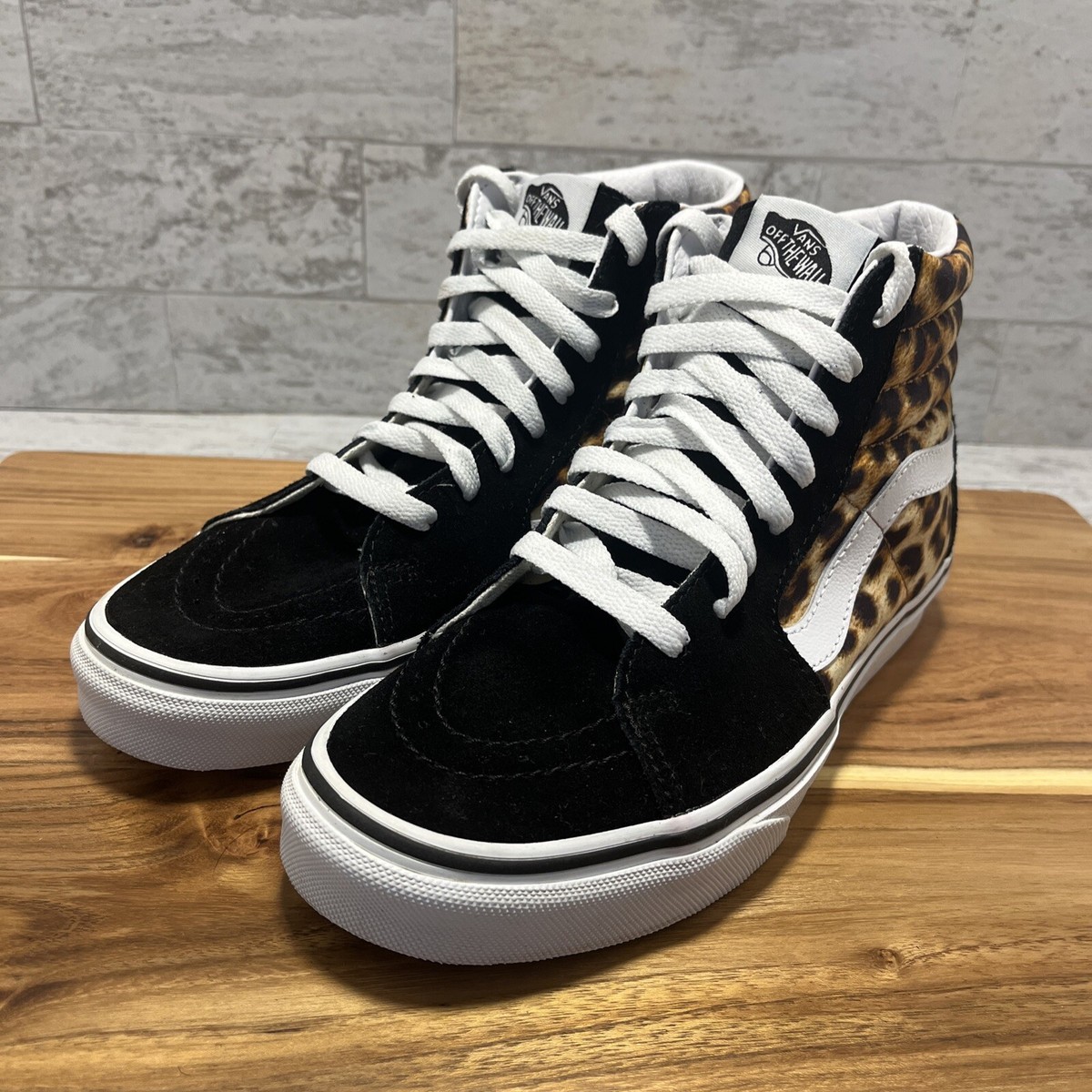 Vans Anaheim Sz 6.5 Cheetah Leopard Print Black Suede Skate Shoes