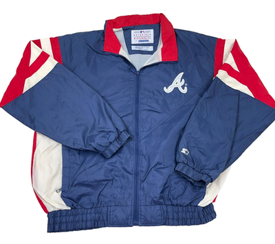 Vintage Atlanta Braves Jacket Men Large Starter Windbreaker Warm