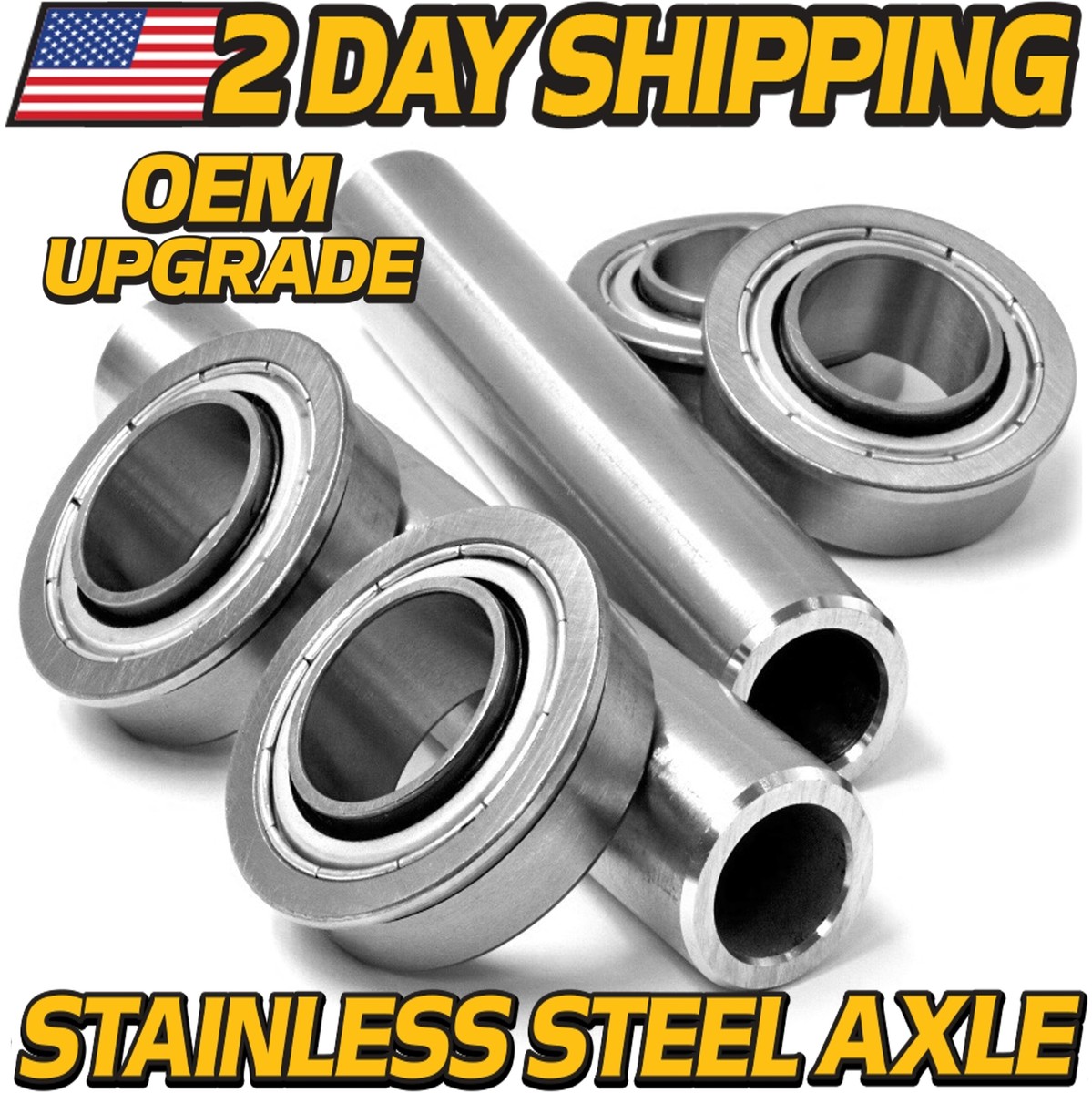 2 Kits) Stainless Steel Axle & Bearing Conversion Upgrade Z 4619