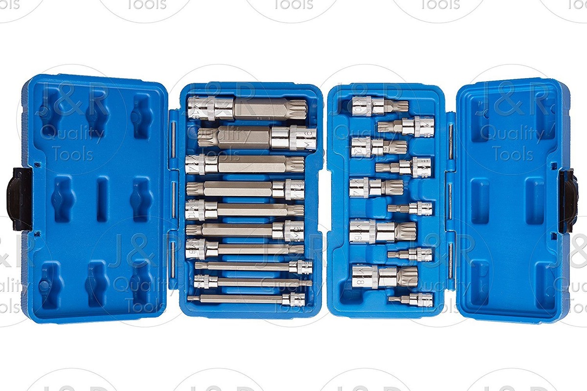 20pc XZN 12 Point MM Triple Square Spline Bit Socket Set Tamper
