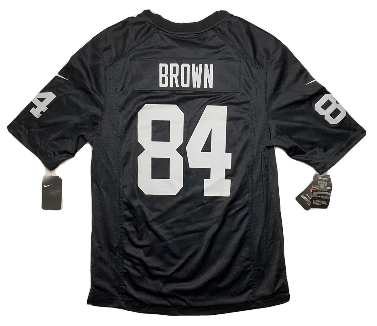 New NFL Nike Black Jersey On Field 84 Antonio Brown Raiders Men's