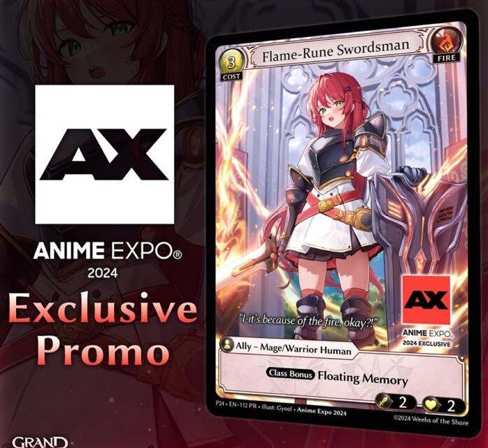 Anime Expo AX 2024 Grand Archive Flame Rune Swordsman Promo Card