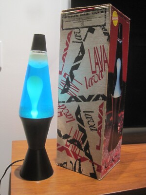 Vintage Original LAVA Lite Black Base Blue Liquid White Lava 16