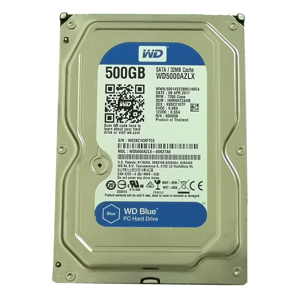 Western Digital Blue 500GB,WD5000AZLX 7200 RPM SATA 3.5