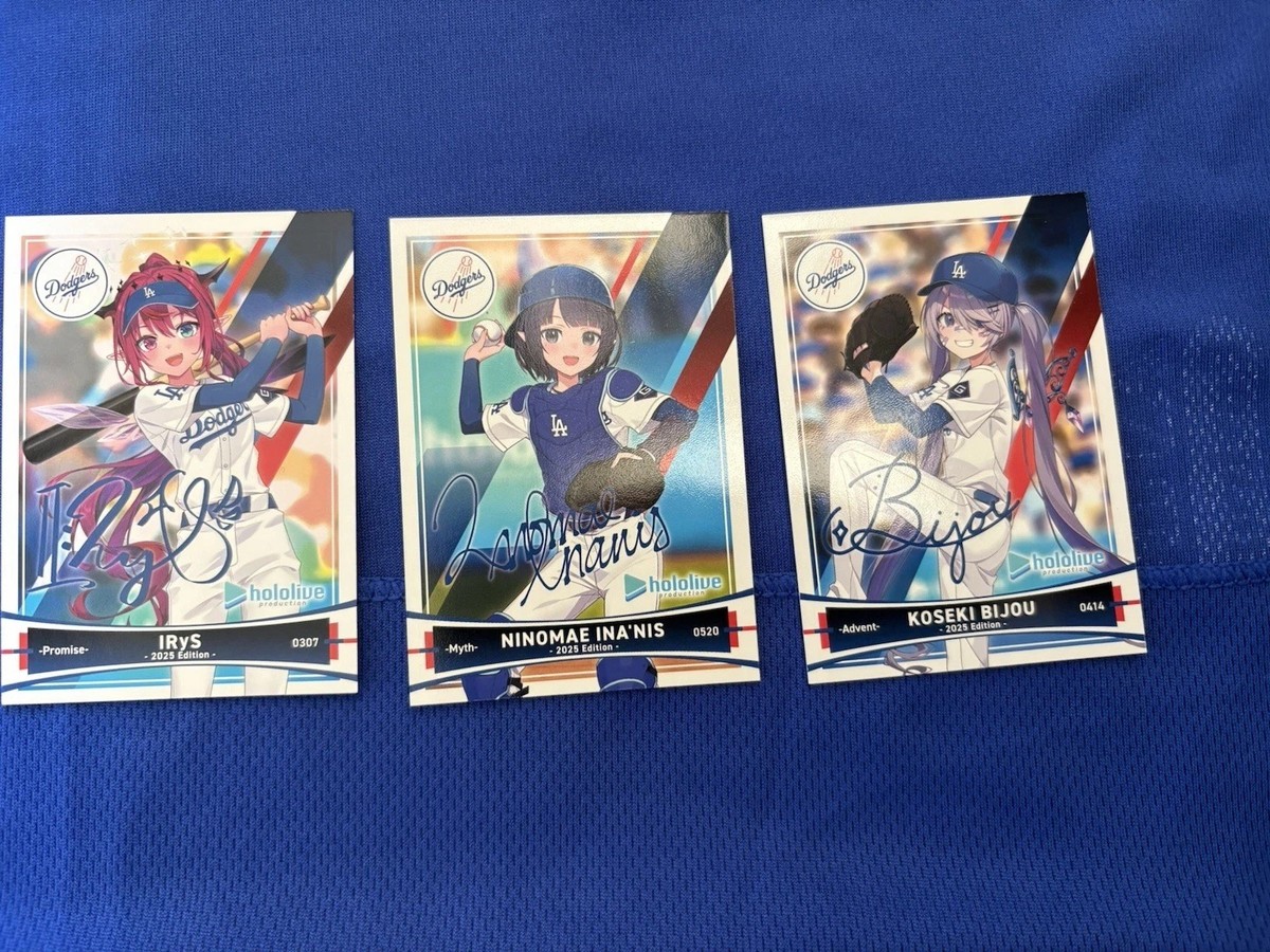 2025 Dodgers Hololive Promo Cards KOSEKI BIJOU IRyS NINOMAE INA