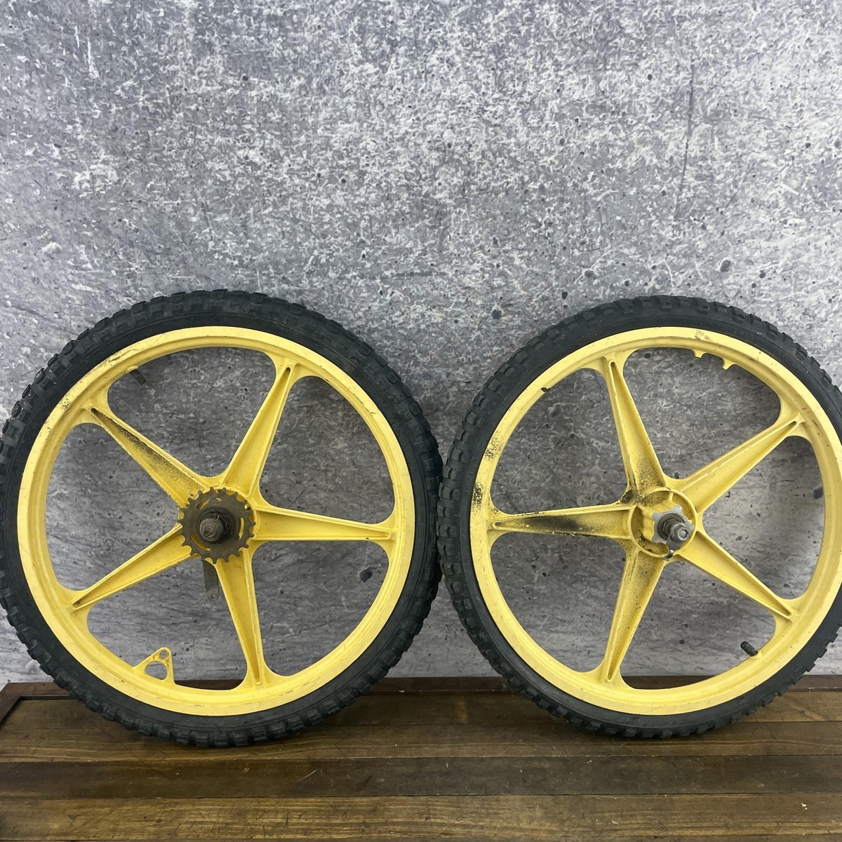 Vintage Lester Mag BMX Bike Wheels Set Yellow 20