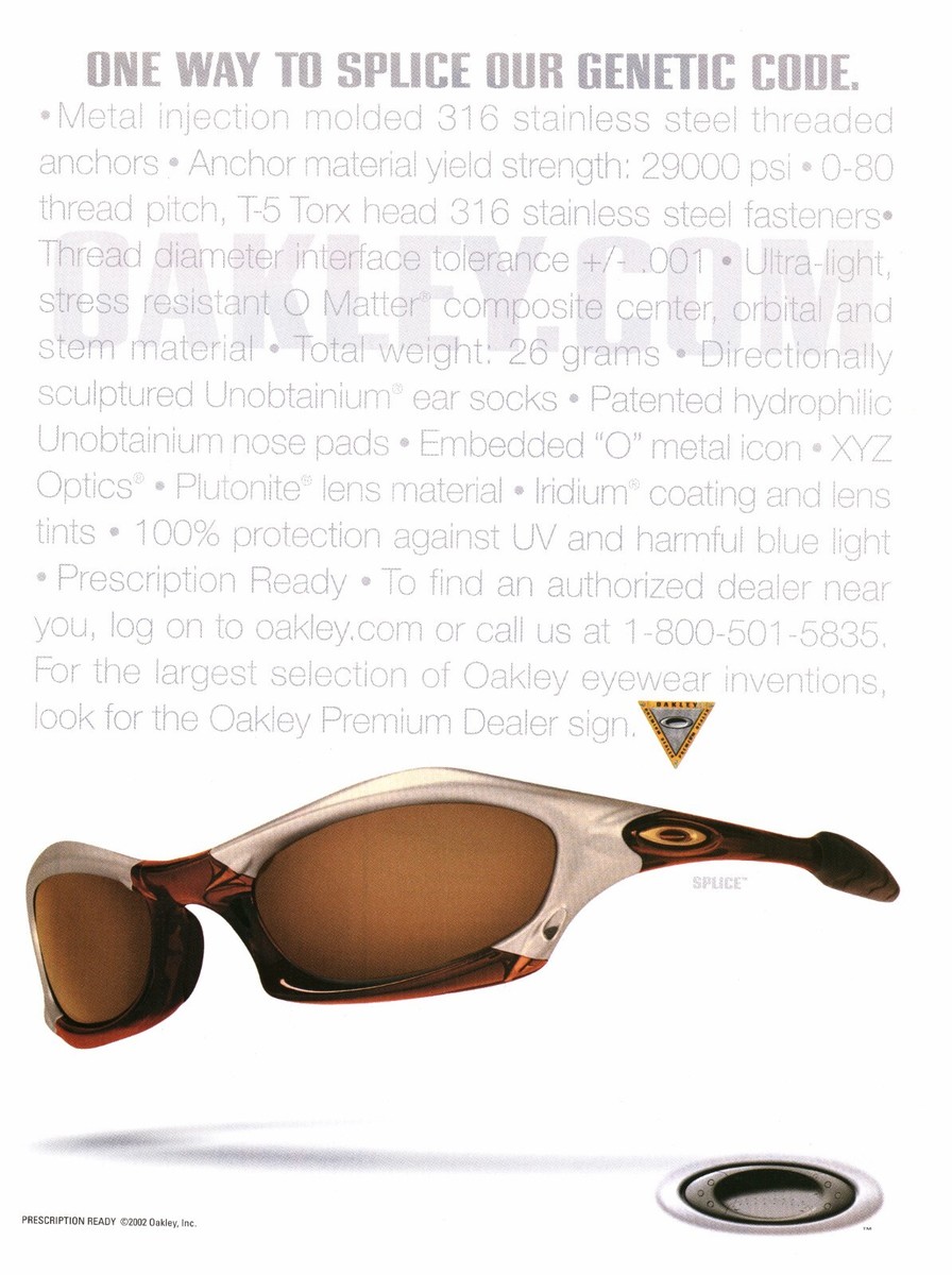 2002 VINTAGE PRINT AD - OAKLEY GLASSES AD ..OAKLEY SPLICE TAN