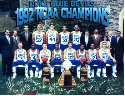 1992 NCAA NATIONAL CHAMPIONS DUKE BLUE DEVILS 8.5X11 TEAM PHOTO