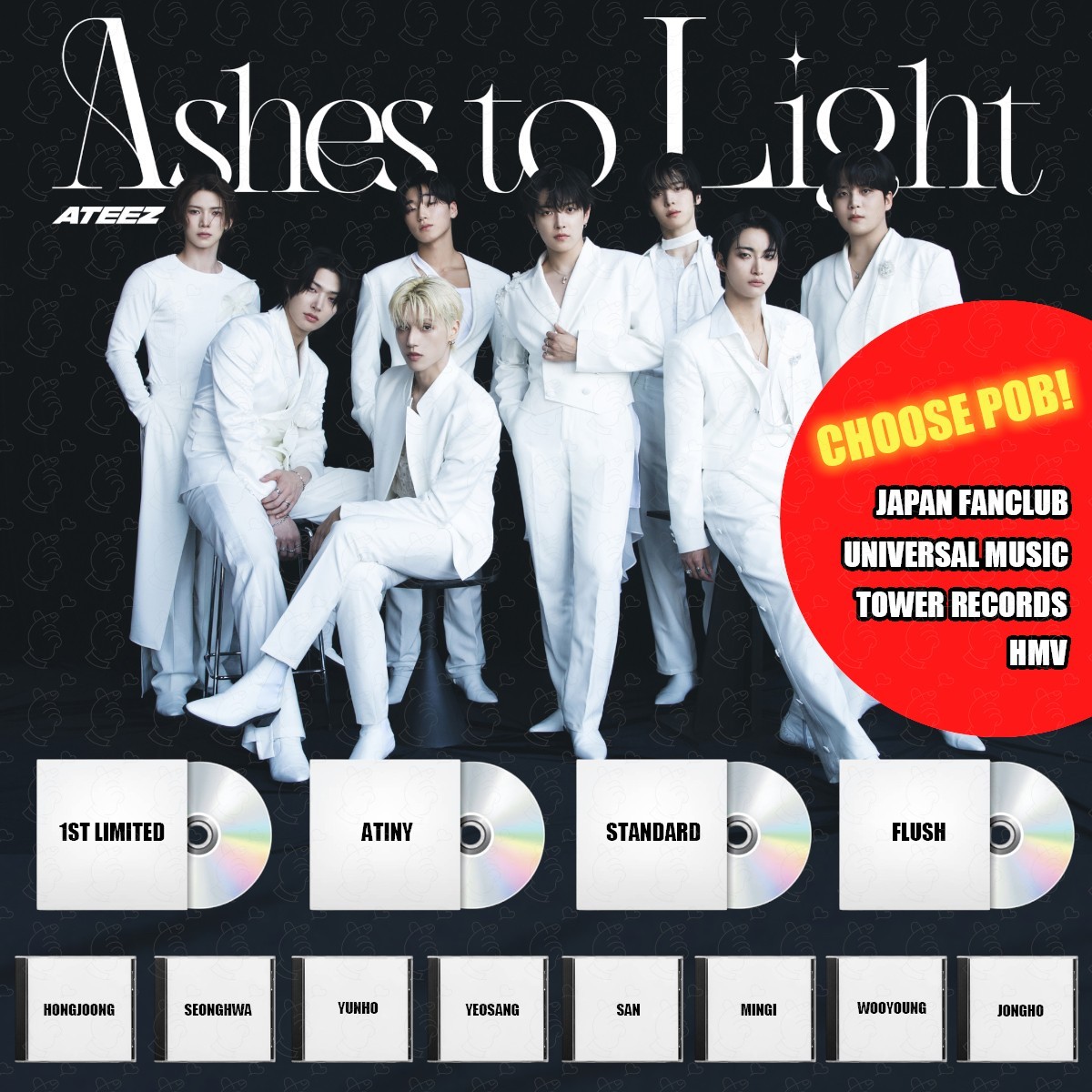 PRE ATEEZ Ashes to Light ALL TYPE ALBUM SEALED CD JAPAN JPFC UMS