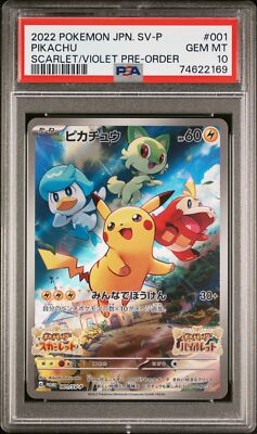 PSA 10 GEM MINT JAPANESE POKEMON 2022 PIKACHU 001/SV-P PROMO PRE