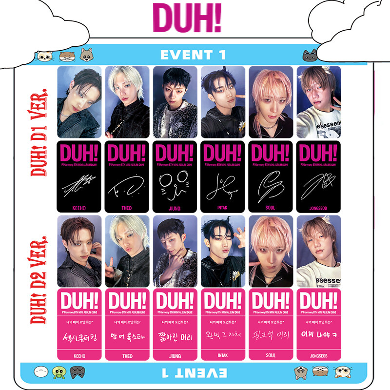 6pcs/set P1HARMONY Mini Album DUH! Self Made Photo Cards