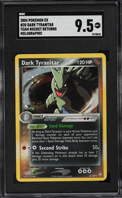 2004 POKEMON EX TEAM ROCKET RETURNS DARK TYRANITAR 20 HOLO SGC 9.5