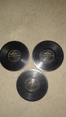 3 Victor Records, Rare Antique 8
