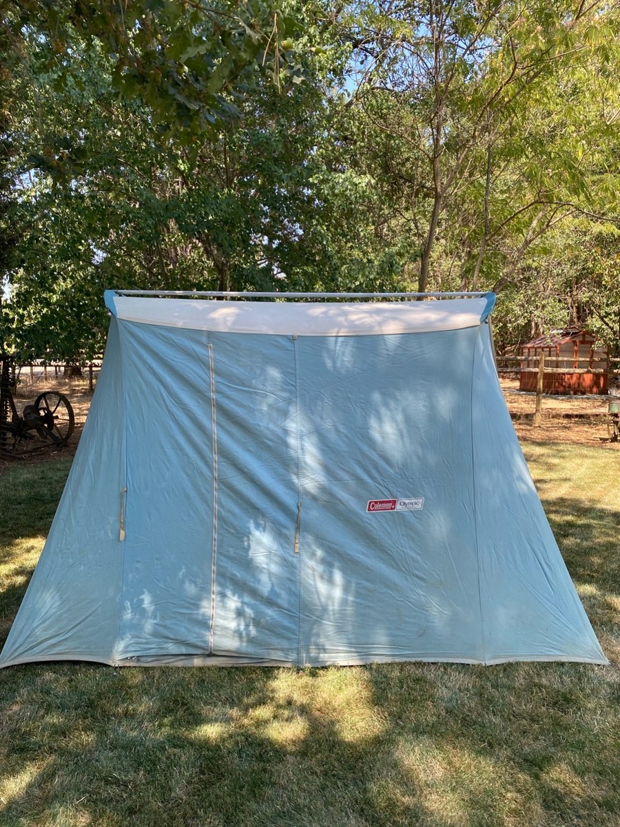 Very Nice Vintage Coleman Olympic Canvas Springbar Tent Blue and