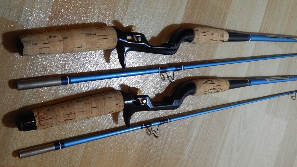 Paired 60s vintage ABU Caster 121/122 Zoom 1 &2 glass casting rods