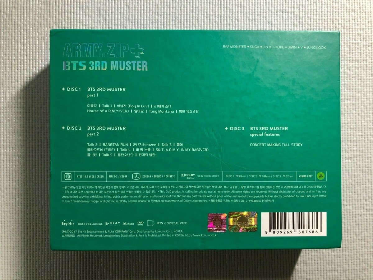 BTS 3rd Muster Army Zip + Official DVD Full Set 3 Disc (No Photo