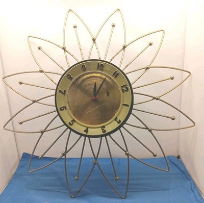 Vintage Mid Century Modern Starburst Lux Wall Clock Atomic 21