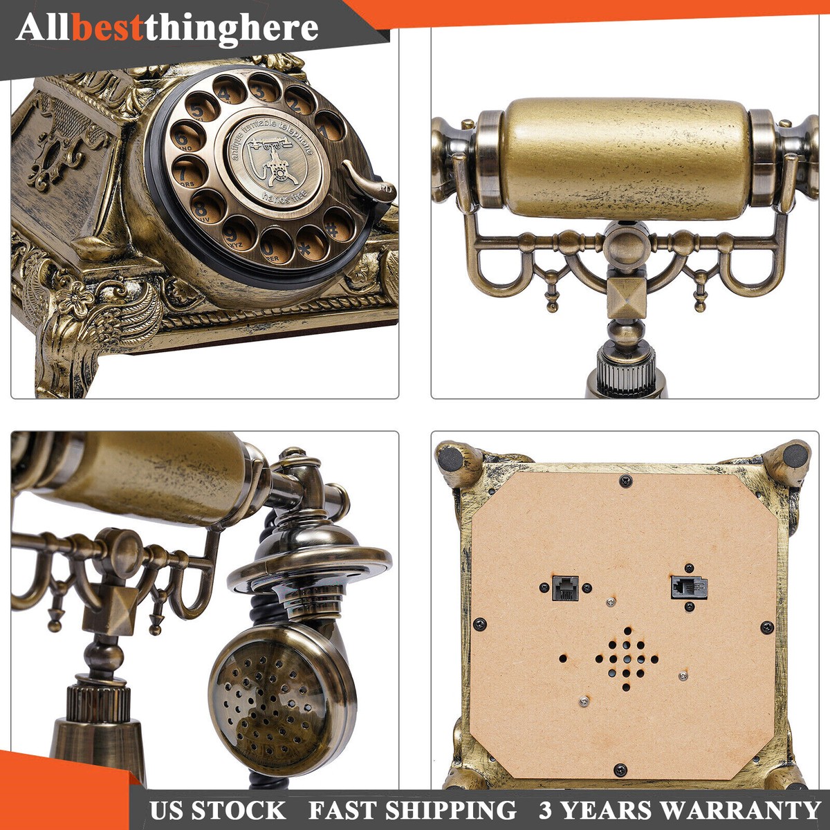 Vintage Handset Telephone Antique Old Fashioned Rotary Dial Phone