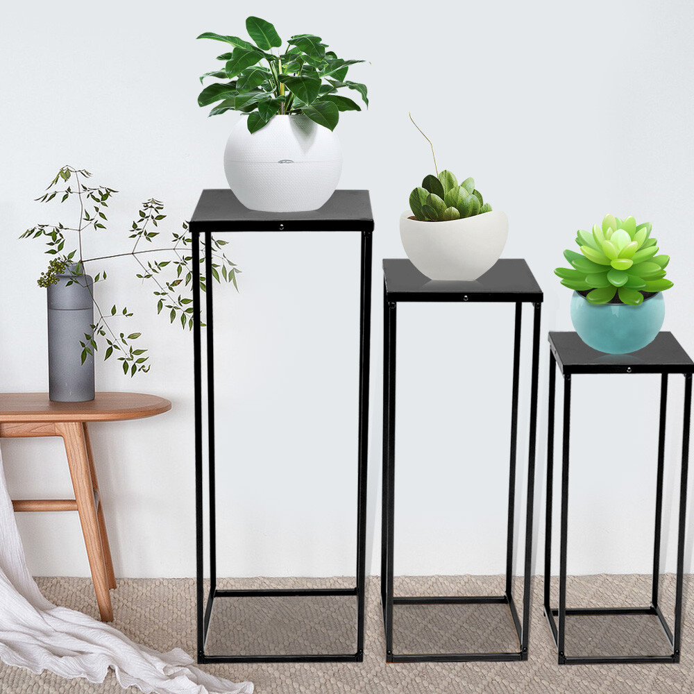 3x Square Plant Stand Garden Metal Flower Pot Holder Home Bedroom