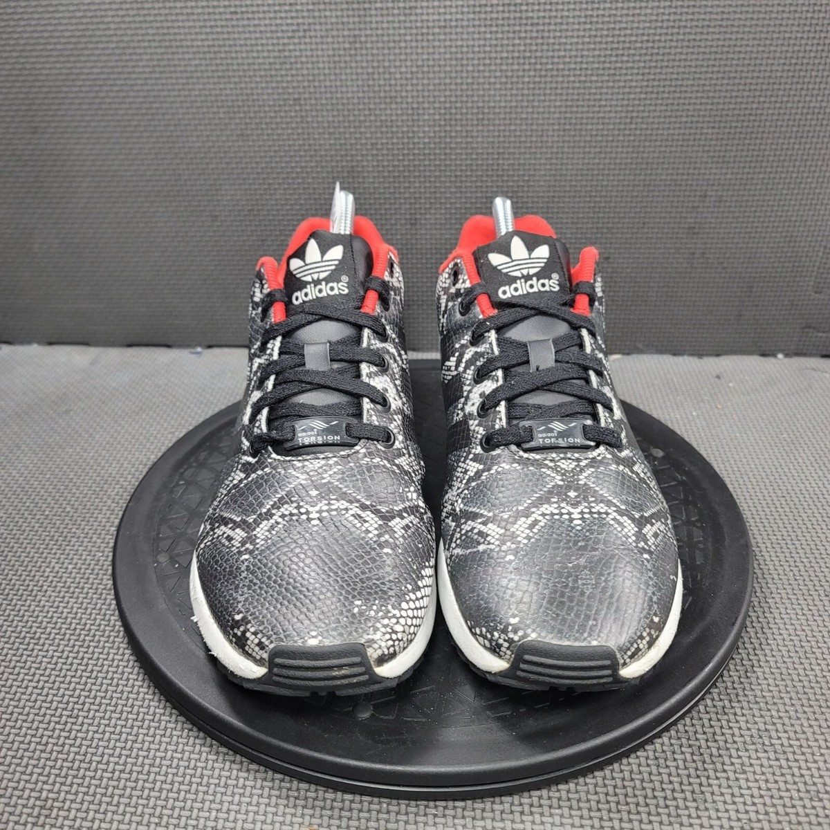 Adidas ZX Flux Shoes Womens Sz 8 Black Red Snakeskin Sneakers | eBay