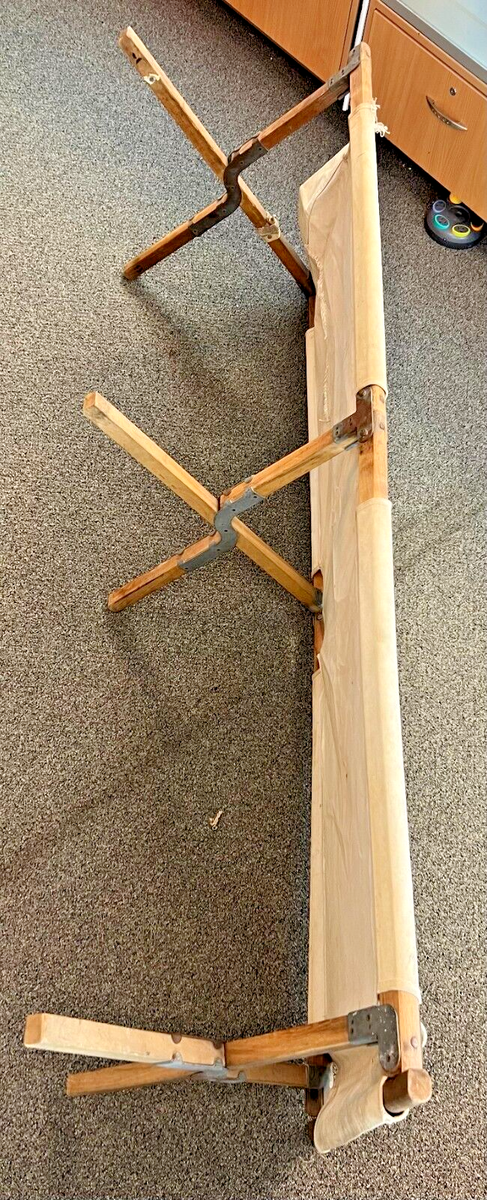 Vintage WW2 Era US Military Wooden Frame Folding Field Cot Bed | eBay