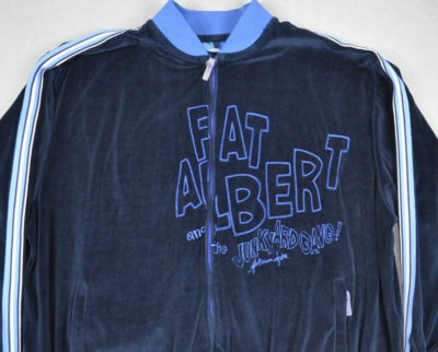 Vintage Fubu Platinum XL Jacket Fat Albert Navy Blue Velour Zip Up