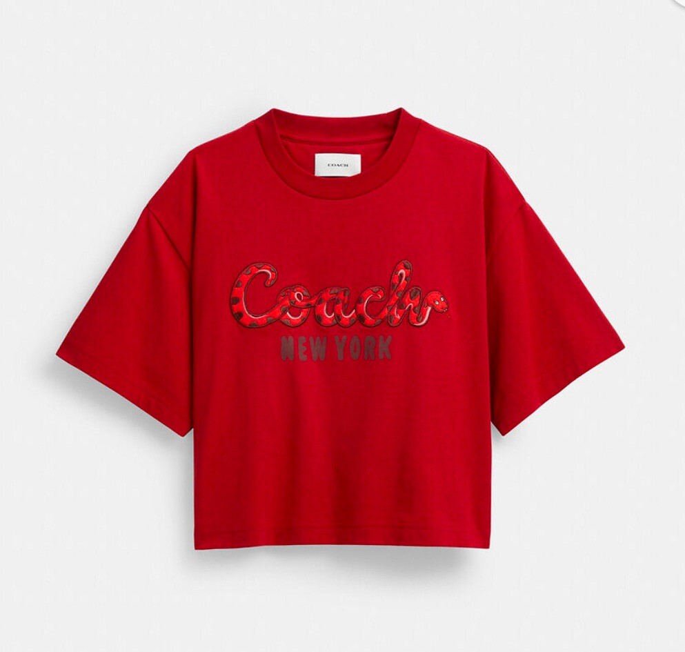 Coach CX311 Chinese New Year Snake Script Cropped T-Shirt Organic